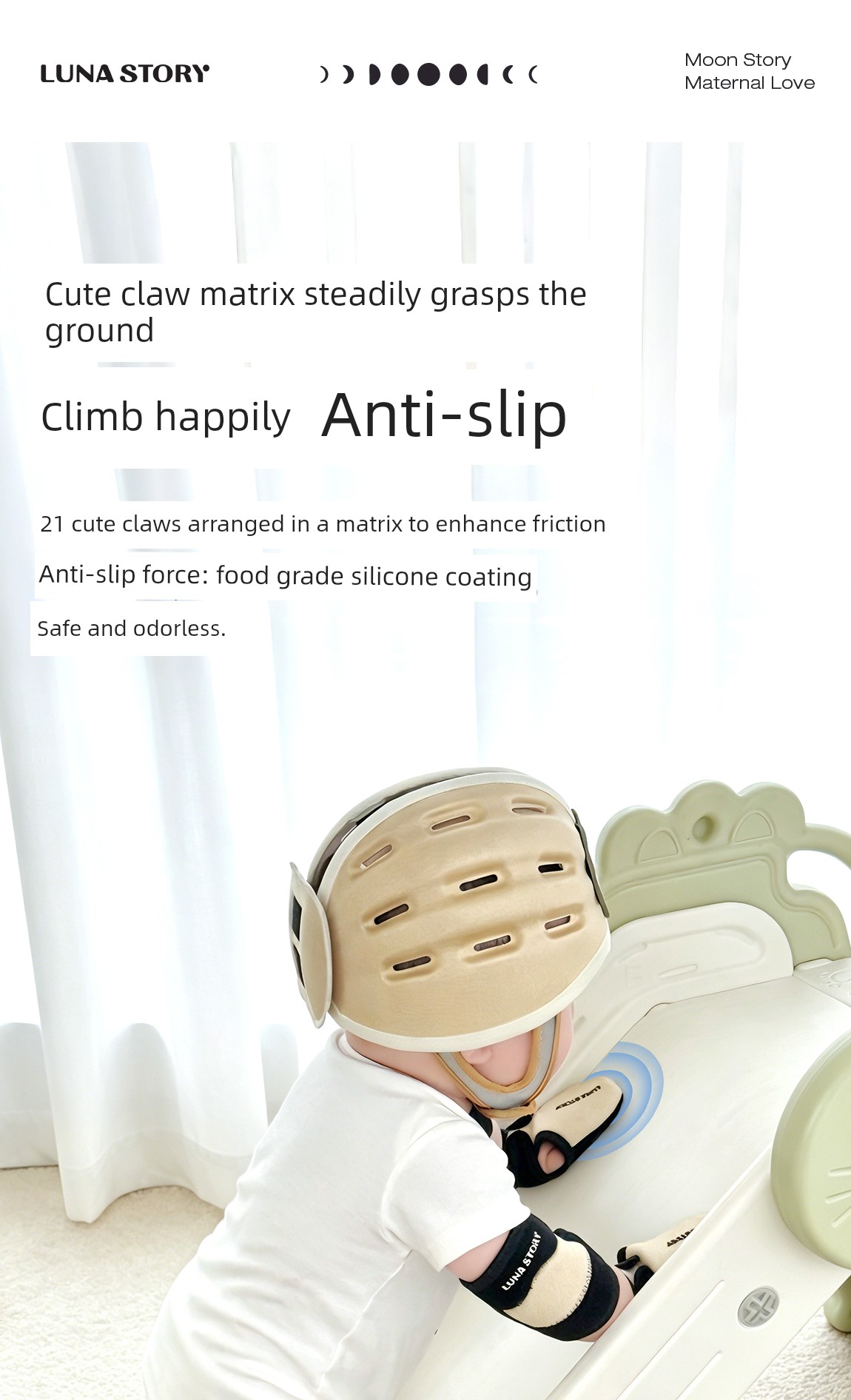 Lunastory Knee Pads, Baby Crawling Elbow Pads, Anti-Slip Children's Toddler Knee Protectors, Anti-Strain — 12