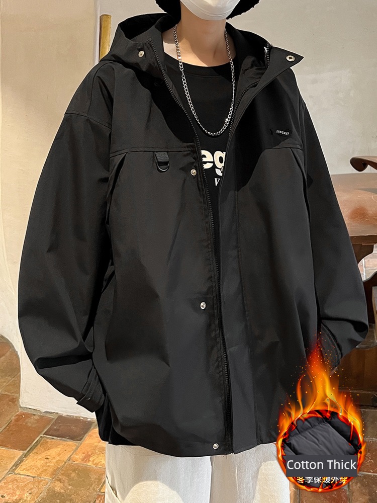 Autumn and winter Plush thickening easy outdoors Hooded pizex