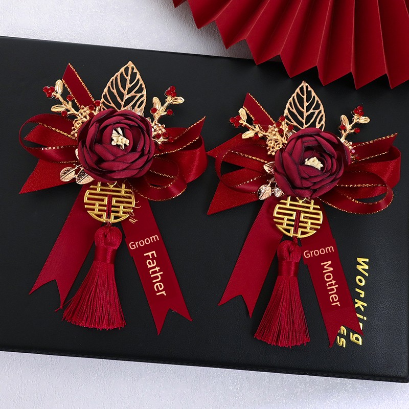 Wedding Corsage Wedding Full Set Family Wedding Supplies Groom Bride Parents Groomsman and Bridesmaid Artificial Boutonniere Classy