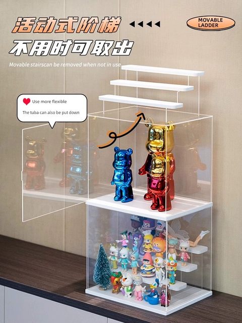 High-definition acrylic large capacity blind box storage display rack Pop Mart figure box model transparent dustproof doll