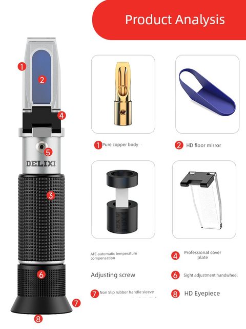 Delixi sugar meter sugar meter fruit sweetness emulsion cutting fluid concentration measuring instrument salinity meter refractometer
