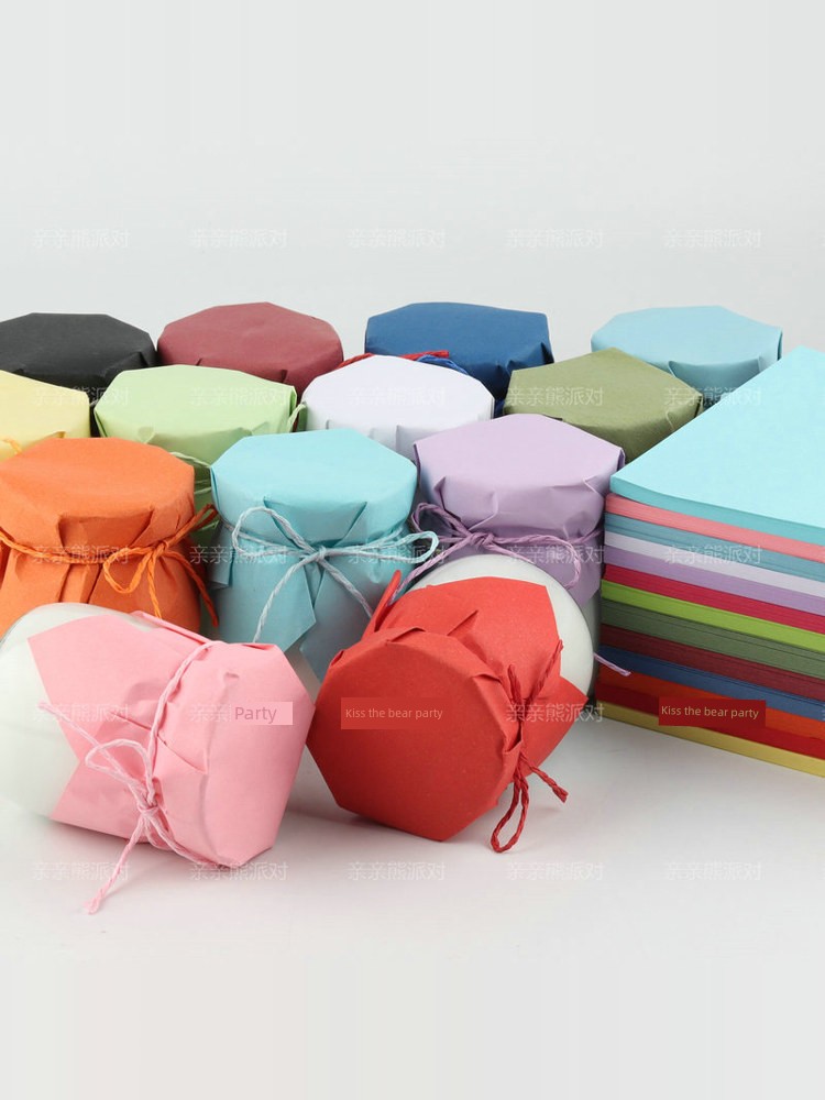 Yogurt Pudding Cup Sealing Paper Dopamine Waterproof Chinese-Style Pudding Paper Light-Colored Red Wrapping Paper Dessert Table Decoration
