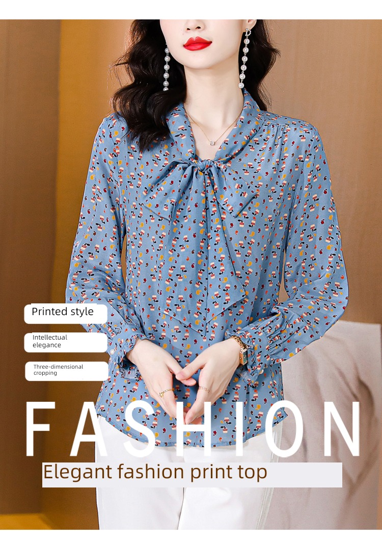 printing Long sleeve Autumn  French Your wife Chiffon shirt