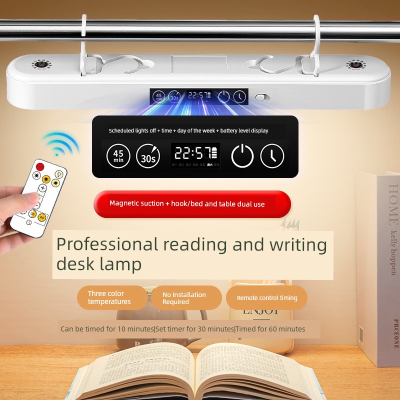 Japanese Imported Dormitory Bedside Lamp with Curtain and Hook, Magnetic Suction Study Lamp, Cool Bedside Sleep Night Light