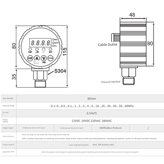 Digital display pressure controller digital smart electrical contact pressure gauge negative pressure pneumatic hydraulic vacuum negative pressure switch