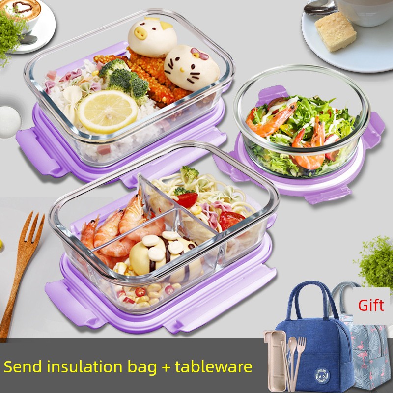 Microwaveable Heating Suit Fresh-Keeping Glass Lunch Box