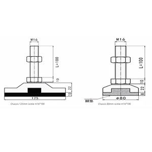 Heavy duty foot cup fixed foot screw adjustable foot metal carbon steel non-slip pad adjustable support foot adjustment 
