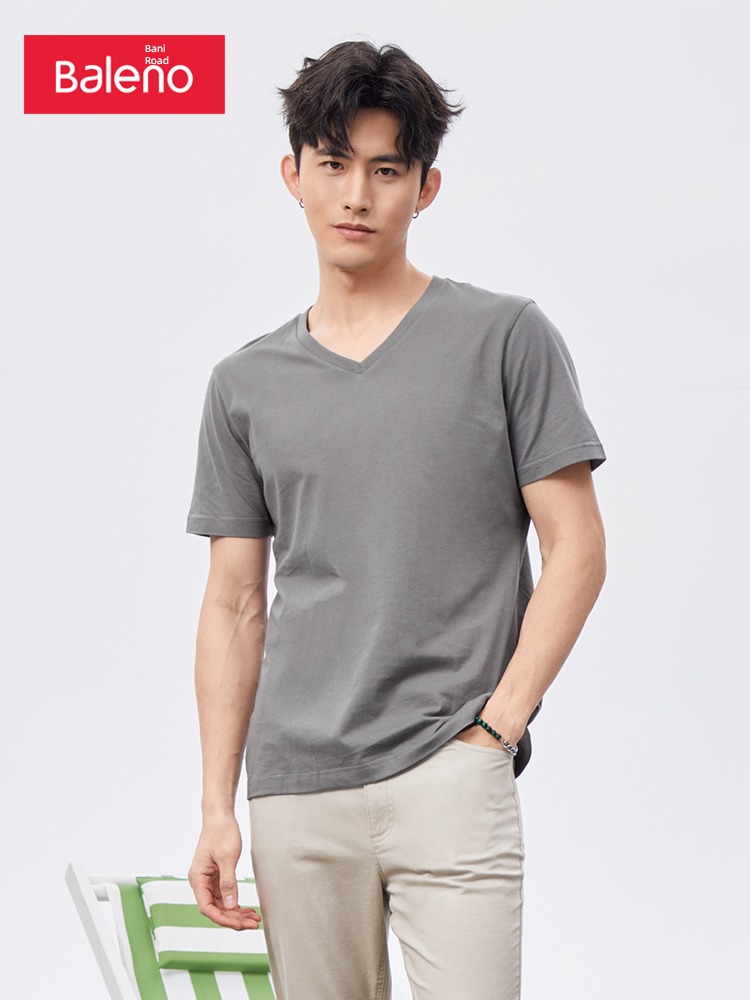 Benny Road leisure time pure cotton jacket V-collar Half sleeve T-shirt