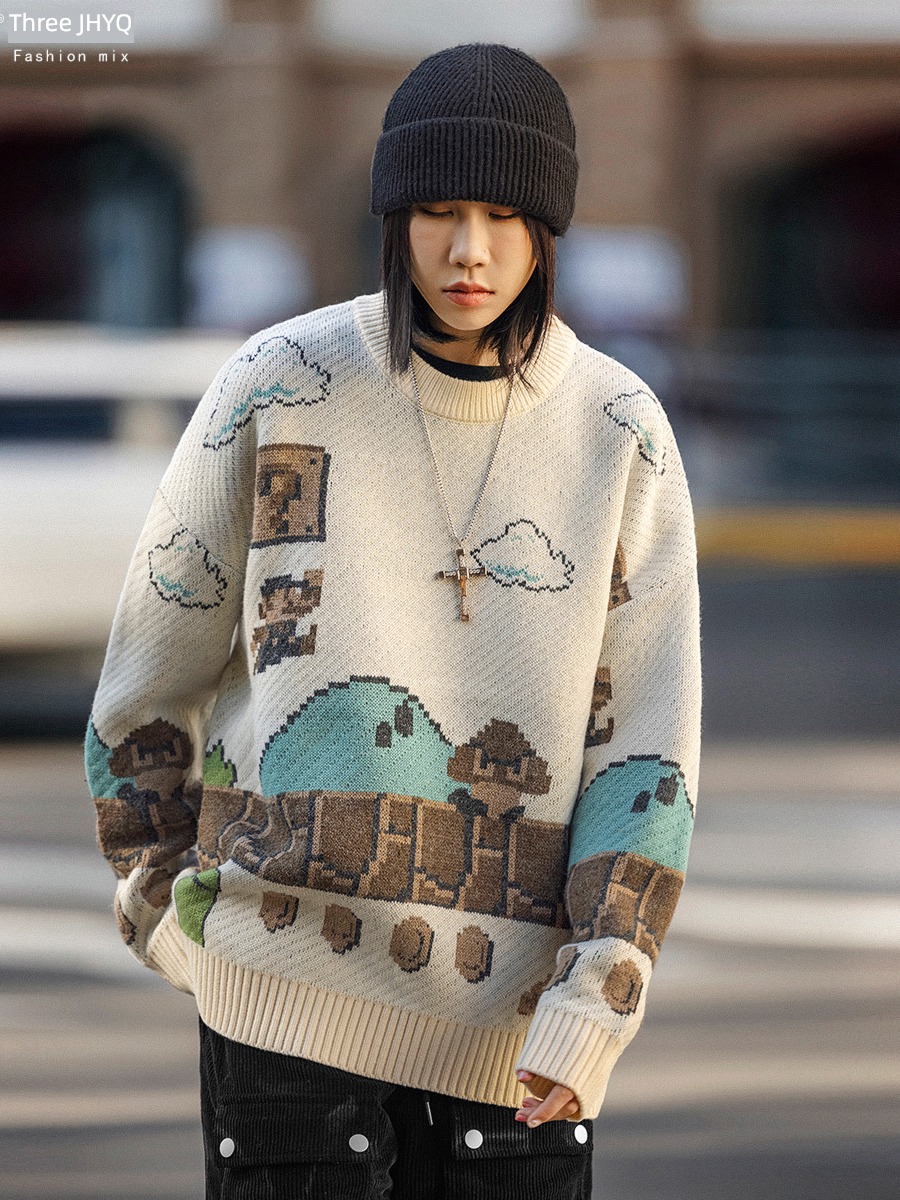 Purify eyeball Round neck easy Super Marie sweater