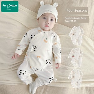 All-Cotton Baby Clothes for Newborns, Comfortable Romper for Boys and Girls, Autumn Style, Belly-Protecting Monk-Style J