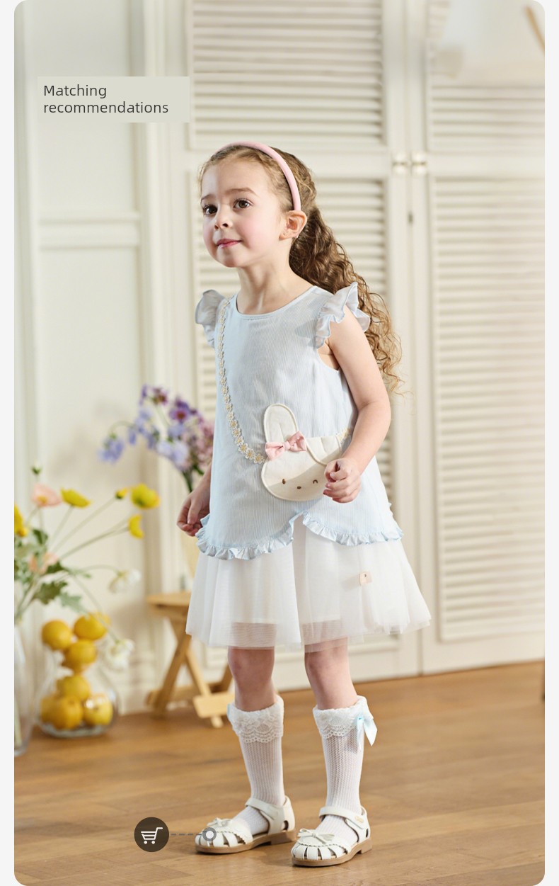 David Bella Girls' Summer Dress New Style Lyocell Cool Gauze Skirt Blue Princess Dress Baby Girl Dress — 14
