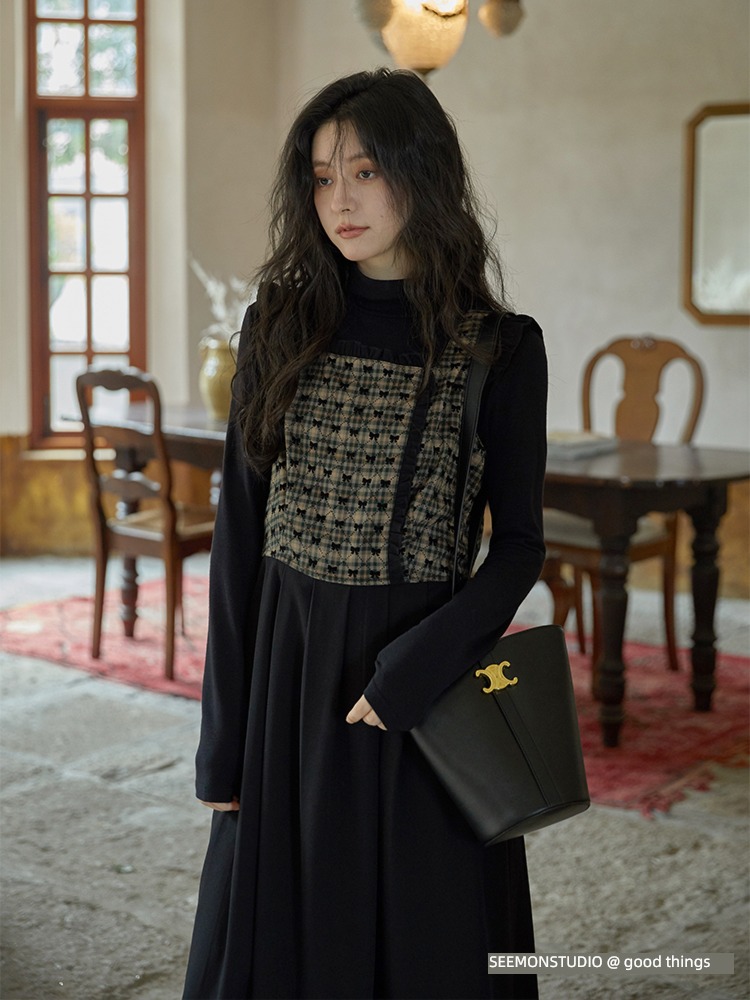 Evening Meng Flying sleeve French Undershirt suit Dress