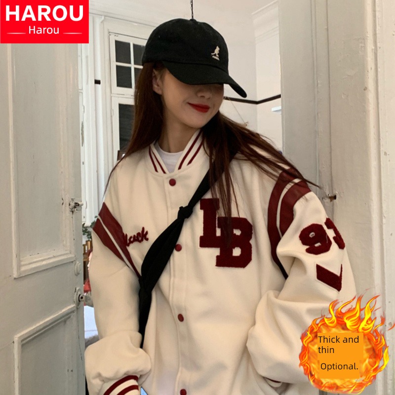 Cotton clip girl Spring, autumn and winter junior high school Plush ins loose coat