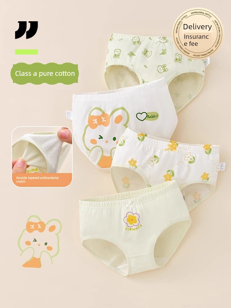 Girls' Underwear, Children's Triangle Cotton Briefs, Pure Cotton Shorts That Don'T Pinch the Bottom, for Baby Girls, Elementary School Students, and Older Children