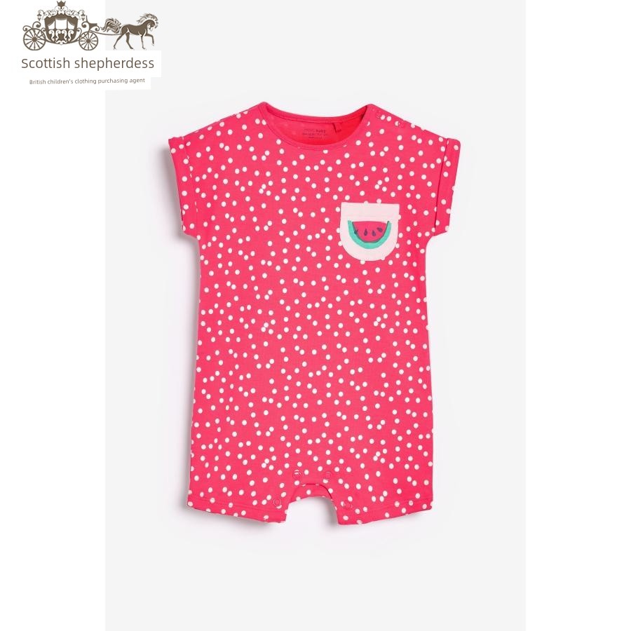 In-Stock Next Children's Clothing for Girls, Pink Floral Bird Print Sleeveless Short-Sleeve Romper Jumpsuit — 3