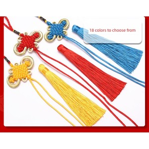 Small Chinese Knot Pendant DIY with 8 Gold-Edged Fortune Knots, Semi-Finished Product with Tassel Decoration Accessories
