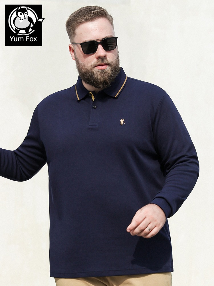Baisheng Fox spring business affairs Long sleeve Fat guy Polo shirt