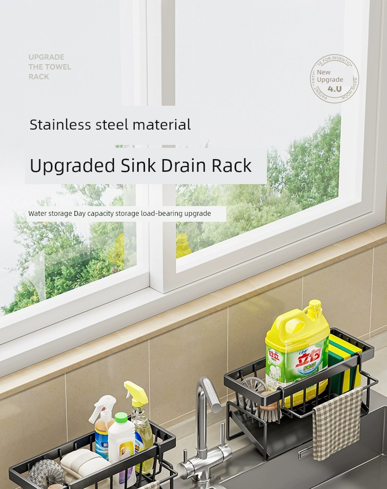 kitchen rack rag storage drain rack punch-free household seasoning