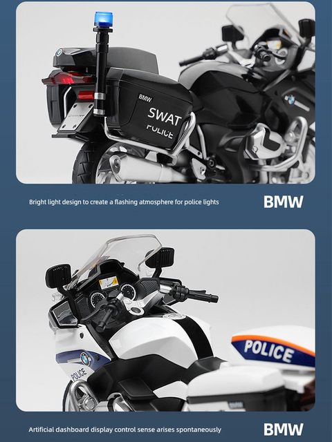 Original BMW R1250RT simulation police motorcycle model alloy motorcycle model ornament boy toy car