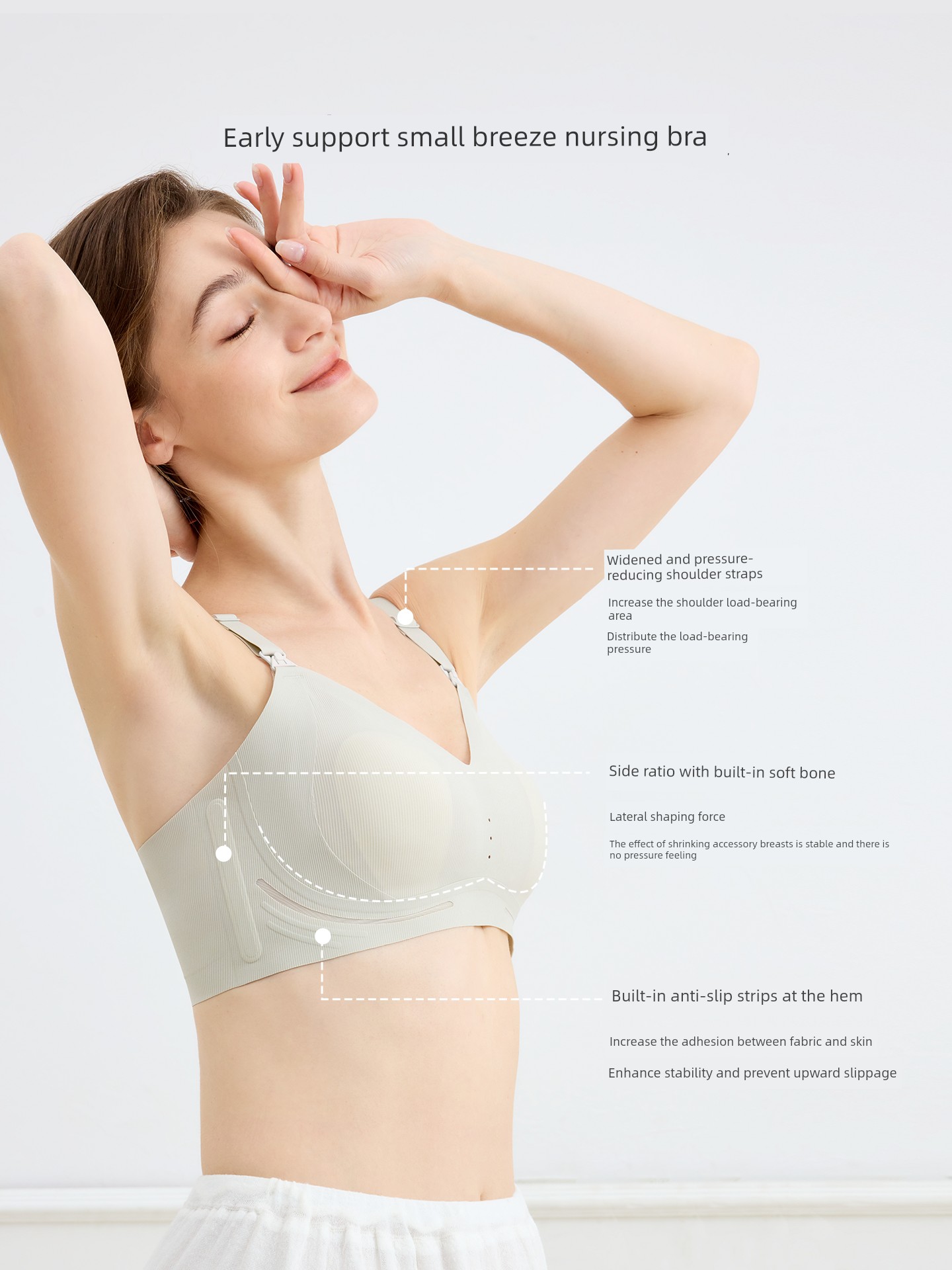 Domiamia Lightweight Front-Opening Nursing Bra, Thin and Breathable, Anti-Sagging, Night-Use Postpartum Bra for Pregnant Women — 4