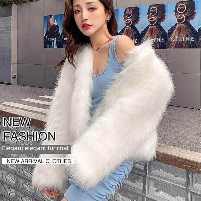 2022 Autumn and winter new pattern Imitation Mink hair have cash less than that is registered in the accounts young Korean version Internet celebrity Fox  leather and fur loose coat female early autumn jacket