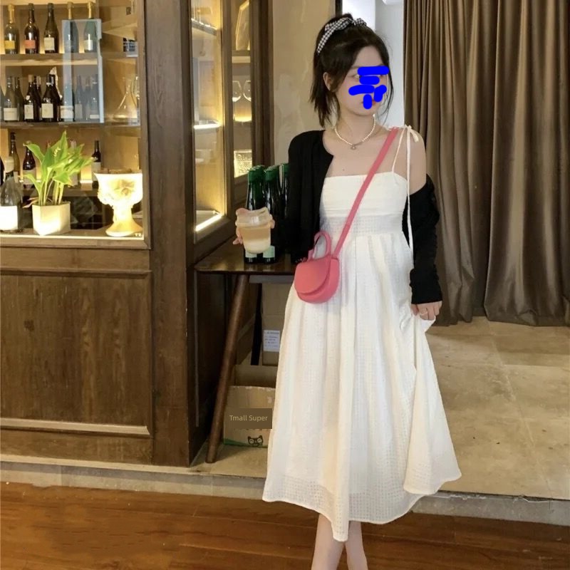 white Crimping High waist Sleeveless fairy camisole Dress