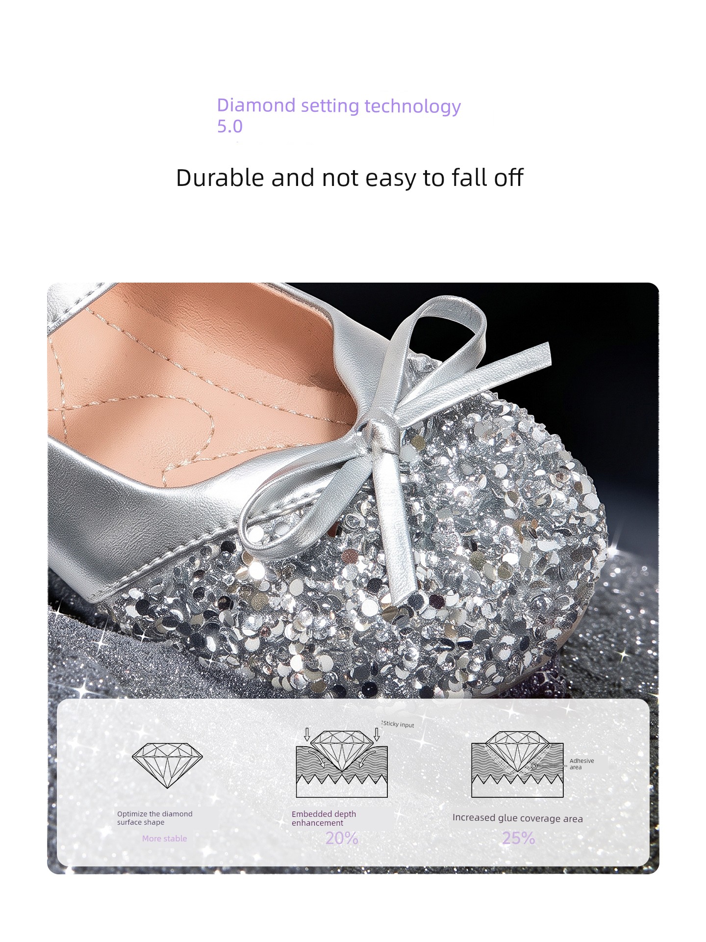 Princess Shoes for Girls, 2026 New Autumn Children's Shoes, Small Leather Shoes, Baby Crystal Shoes, Silver Soft-Soled Shoes — 4