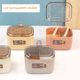 Press-type double-cage integrated seasoning box moisture-proof seal transparent lid storage salt chicken essence seasoning with spoon