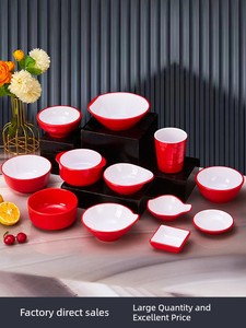 Melamine Tableware Two-Color Plastic Small Bowl Creative Restaurant Rice Soup Bowl Rice Bowl Hot Pot Seasoning Bowl Comm