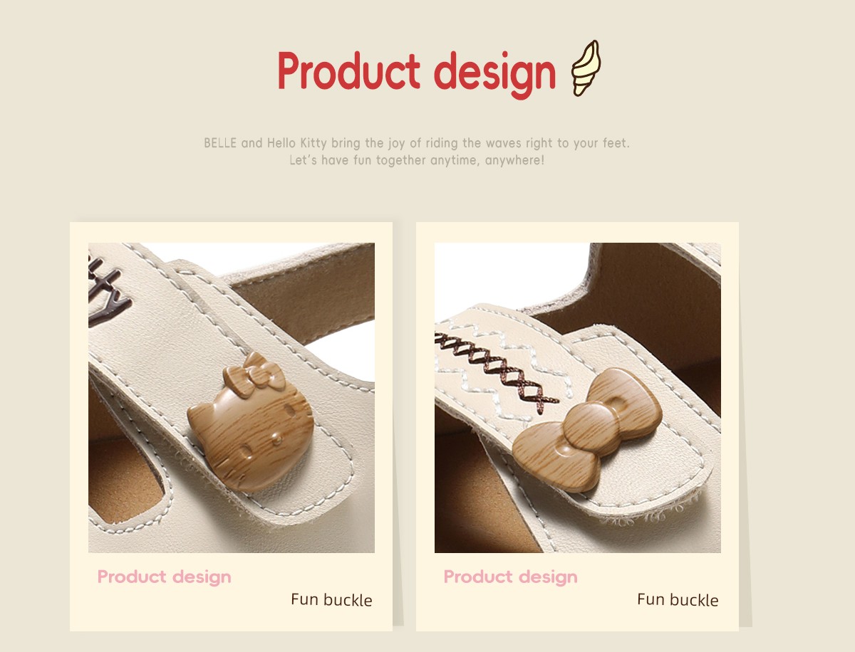 Belle Hello Kitty Collaboration Model Sea Salt Toast Shoes Girls' Sandals Hello Kitty Casual Beach Summer Slippers — 7