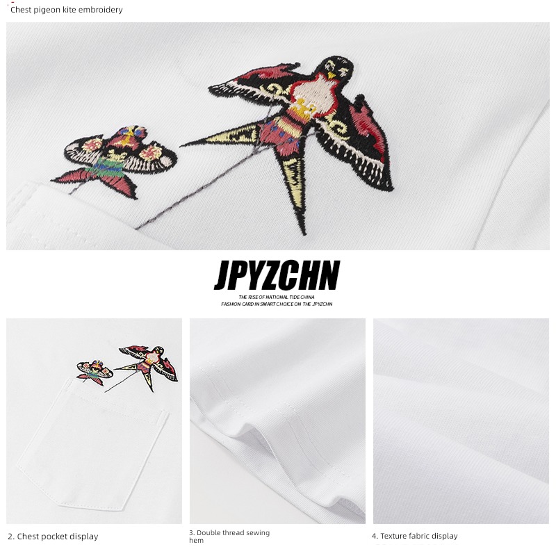 Chaopai Chinese style Short sleeve man With pocket Embroidery