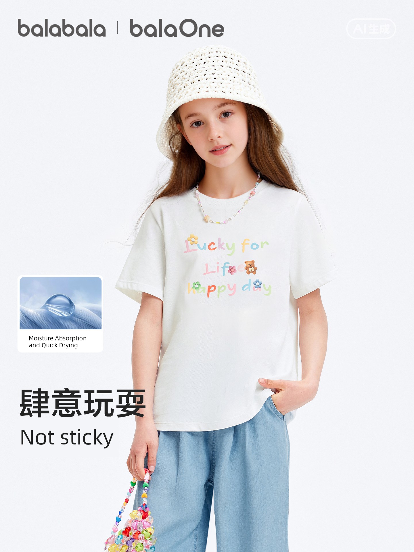 Balabala Kidsren's Clothing Girls' Baby Short-Sleeved T-Shirt Kidsren's 2026 New Summer Clothing Big Kidsren's Moisture-Absorbent Quick-Drying Tops