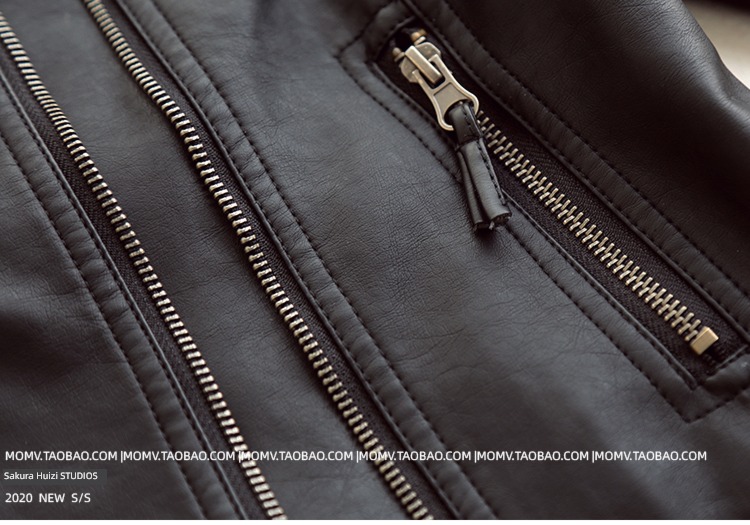 spring and autumn Korean version Lapel Locomotive clothes have cash less than that is registered in the accounts ma'am leather clothing