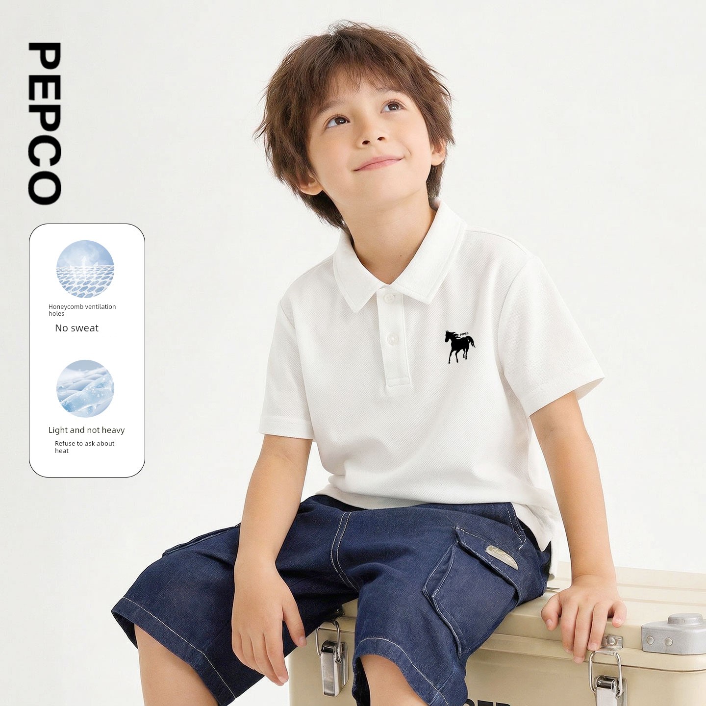 Piggy Banner Boys' Short-Sleeved T-Shirt 2026 New Style Kidsren's Polo Shirt Boys Loose White Lapel Top Pc — 4