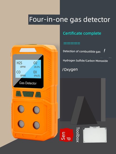 Four-in-one gas detector oxygen combustible hydrogen sulfide analyzer voice-based toxic and harmful gas detector