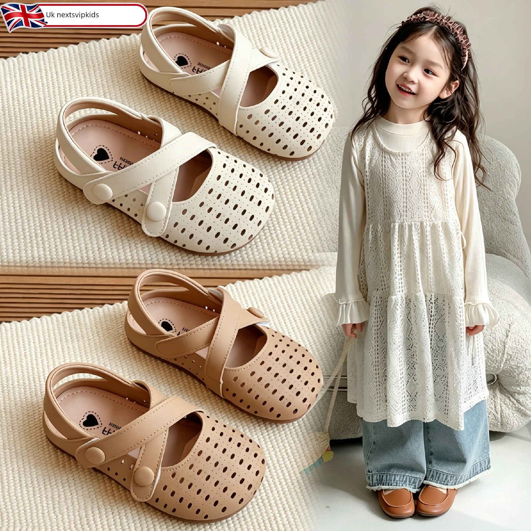 Girls' Sandals 2026 New Style Forest Style Sweet Closed-Toe Sandals Soft Sole Princess Shoes Fashionable Little Leather Shoes