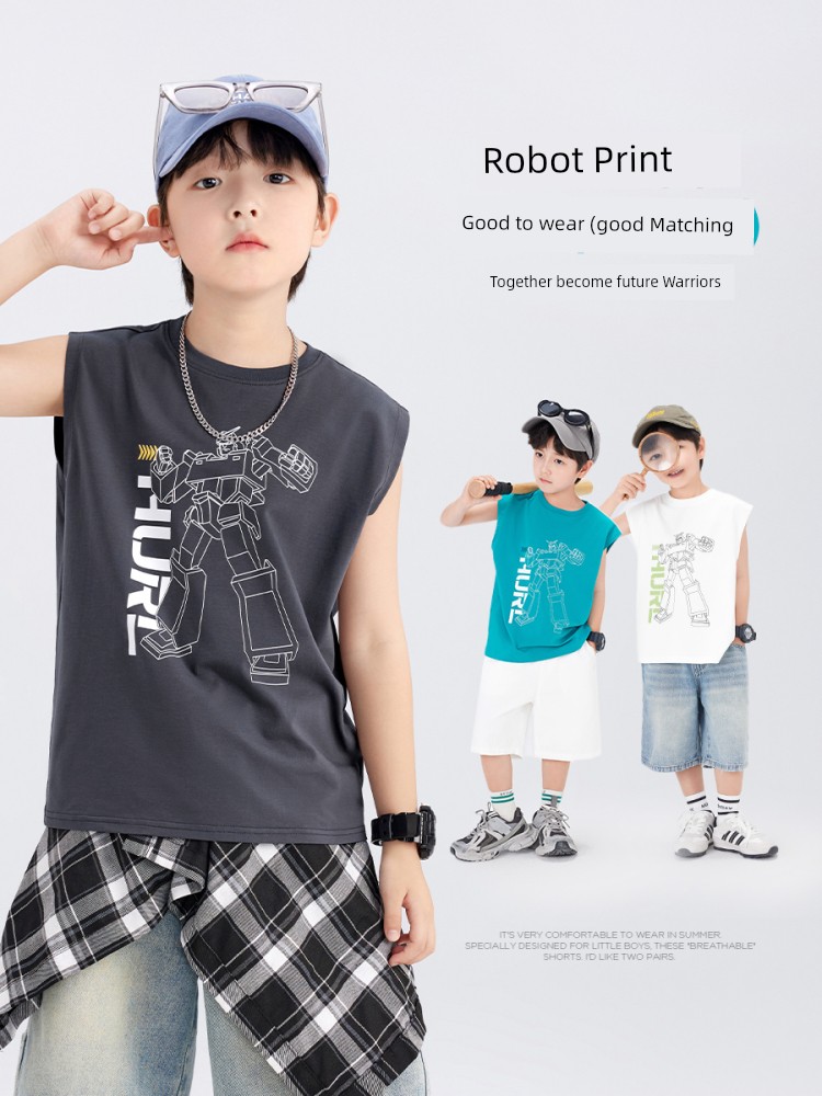 Zuoxi Children's Clothing Boys' Vest Summer Thin Sleeveless T-Shirt 2026 New Model Boys' Cool Outerwear Top — 3