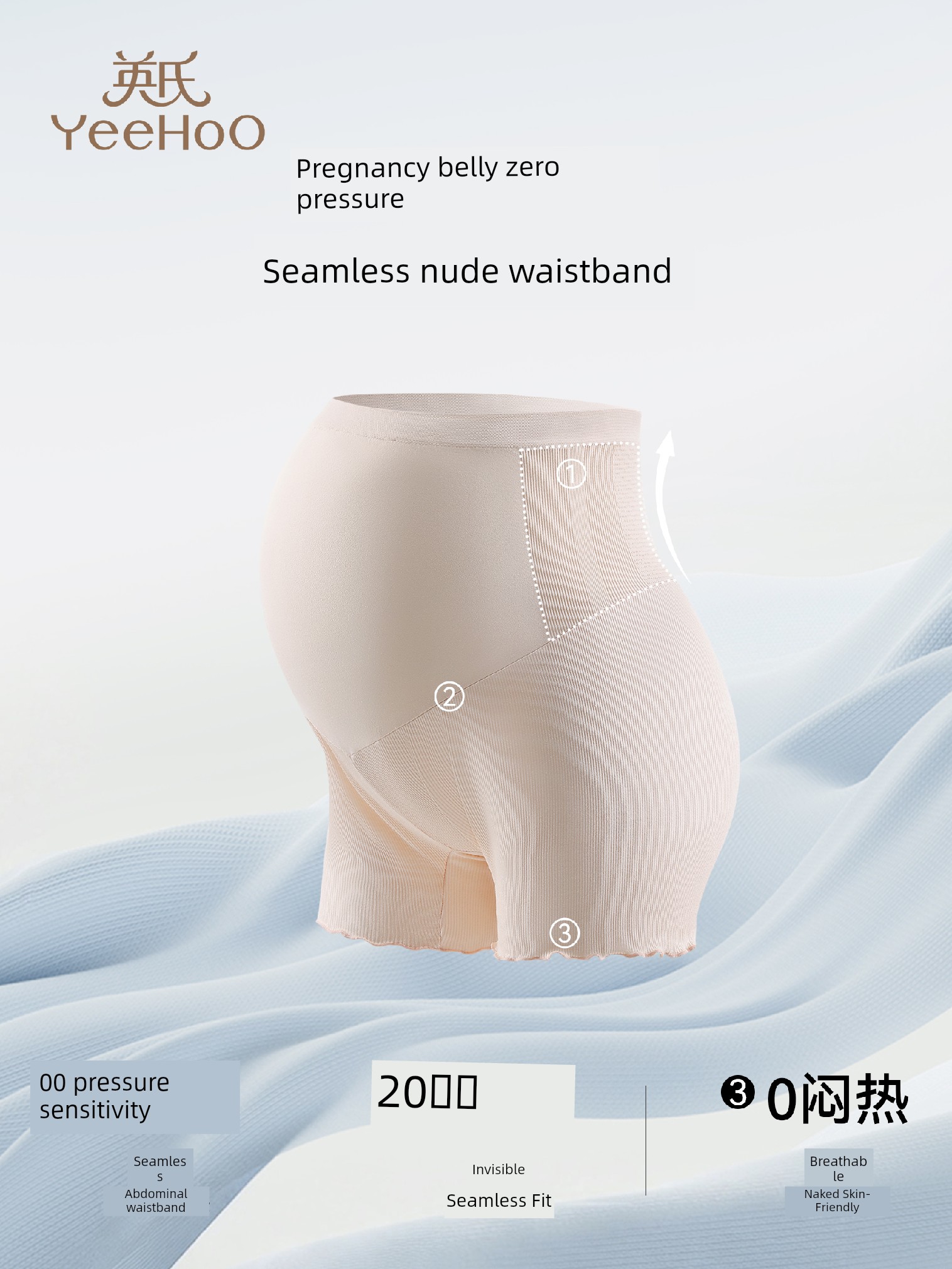 Yeehoo Maternity Safety Shorts Summer Thin Leggings 26 New High-Waisted Belly Support Seamless Anti-Exposure Three-Quarter Leggings — 5