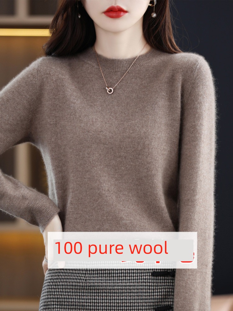 autumn 100% Round neck Foreign style Versatile pure cardigan