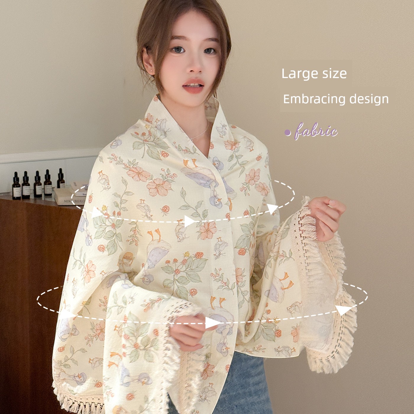 Jq Jingqi Bamboo Fiber Maternity Shawl Long Postpartum Cotton Cape Windproof and Cold-Proof Nursing Shoulder Cover for Pregnant Women in Air-Conditioned — 4