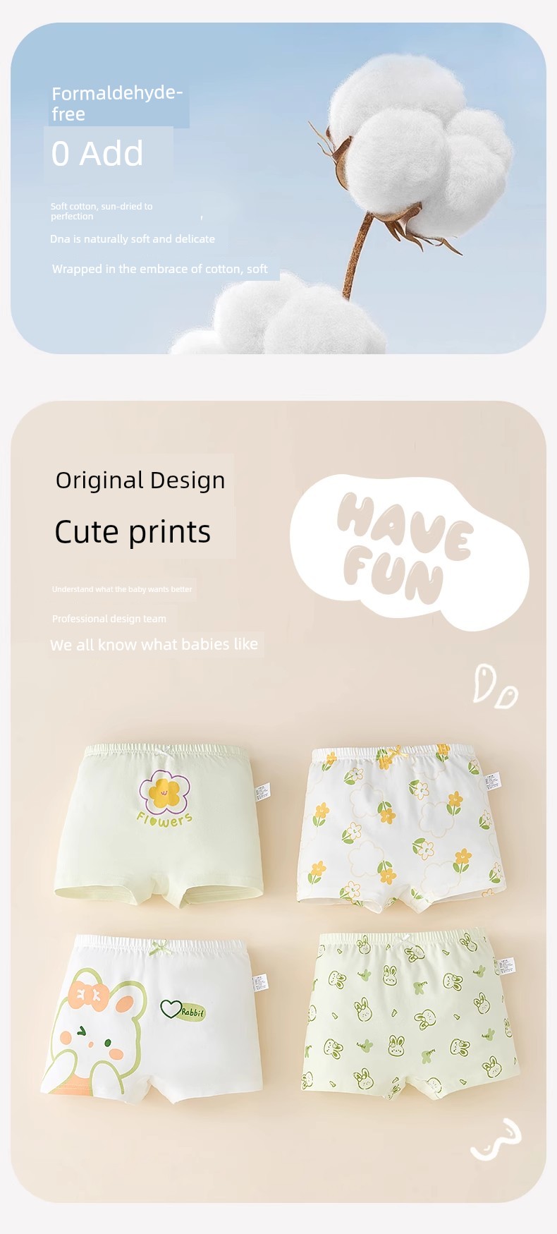 100% Cotton Baby and Children's Underwear, Girls' Boxer Shorts, Pure Cotton, Summer Thin Style, Baby-Friendly, Does Not Pinch the Bottom — 3