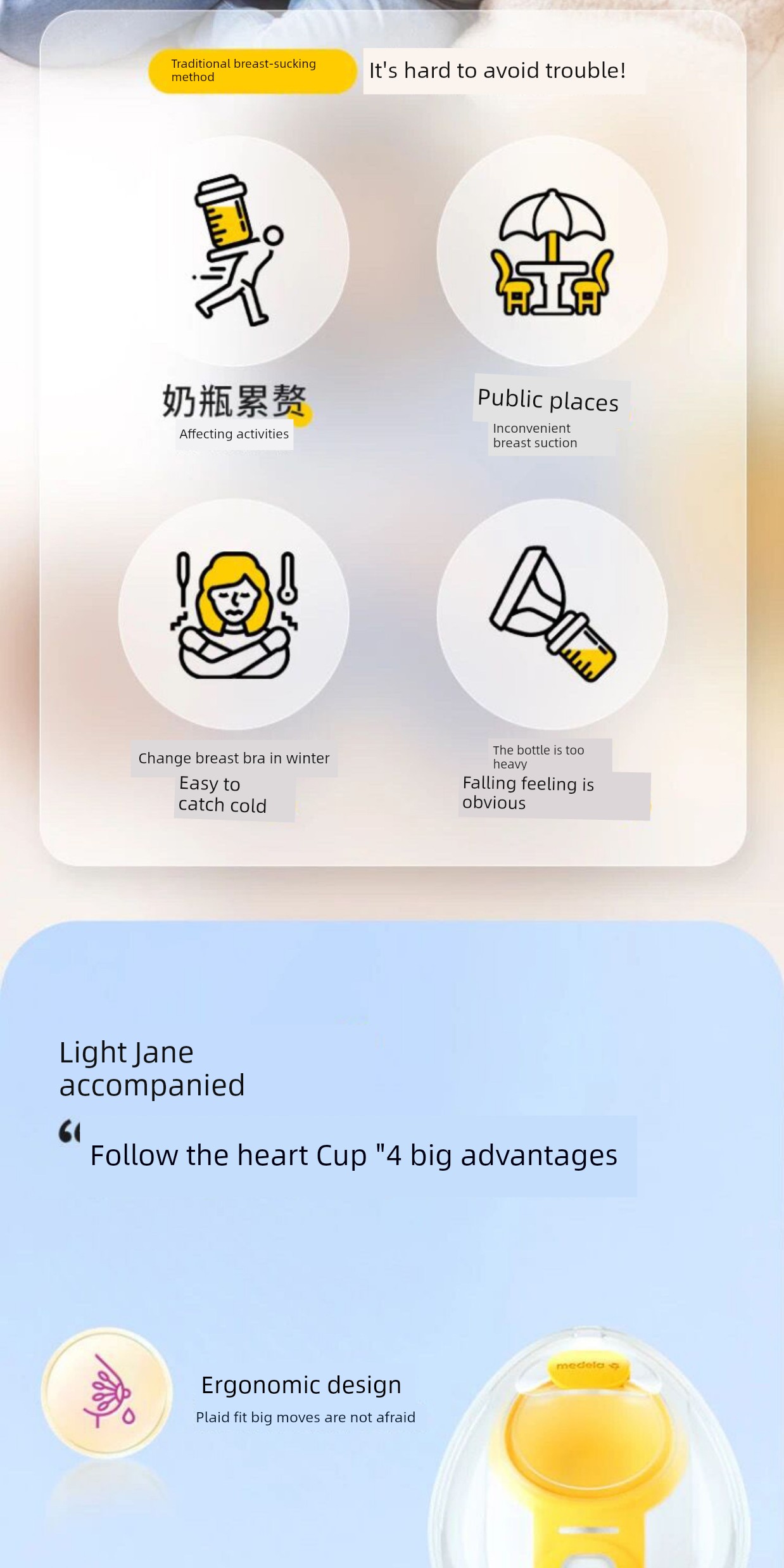 Medele Sweet Cup Enjoy Rhyme Hands-Free Siyun Wing Panda Cloth Rhyme Breast Pump Fittings Horn Cover Yellow Film — 14