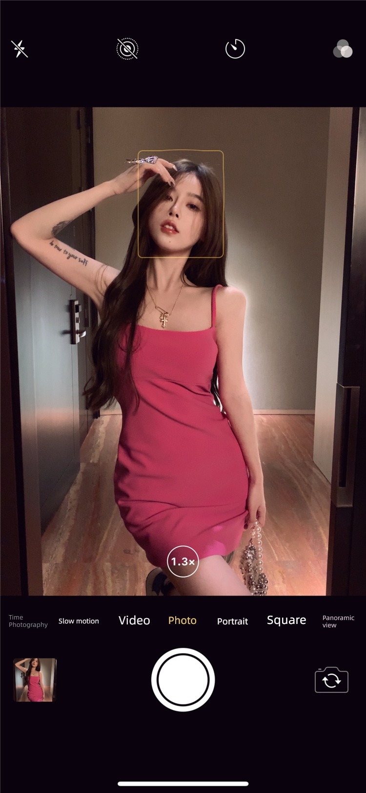 Raspberry powder sexy Show thin summer camisole Dress