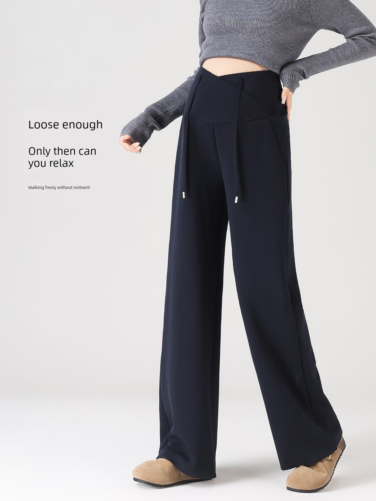 Maternity Pants for Summer, Thin Style for Outerwear, 2026 New Model, Low-Waist, Non-Tight, Straight Wide-Leg Pants for Petite Women, Suitable for Spring — 3