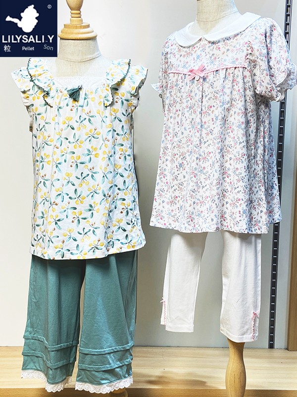 Grilizai 2026 Spring/Summer Girls' Pajamas Cute Short-Sleeve Home Set Modal Cotton Breathable Children's Homewear — 4