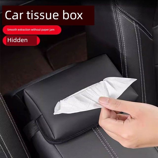 Car tissue box armrest box seat paper hanging car napkin bag paper storage car high-end sense