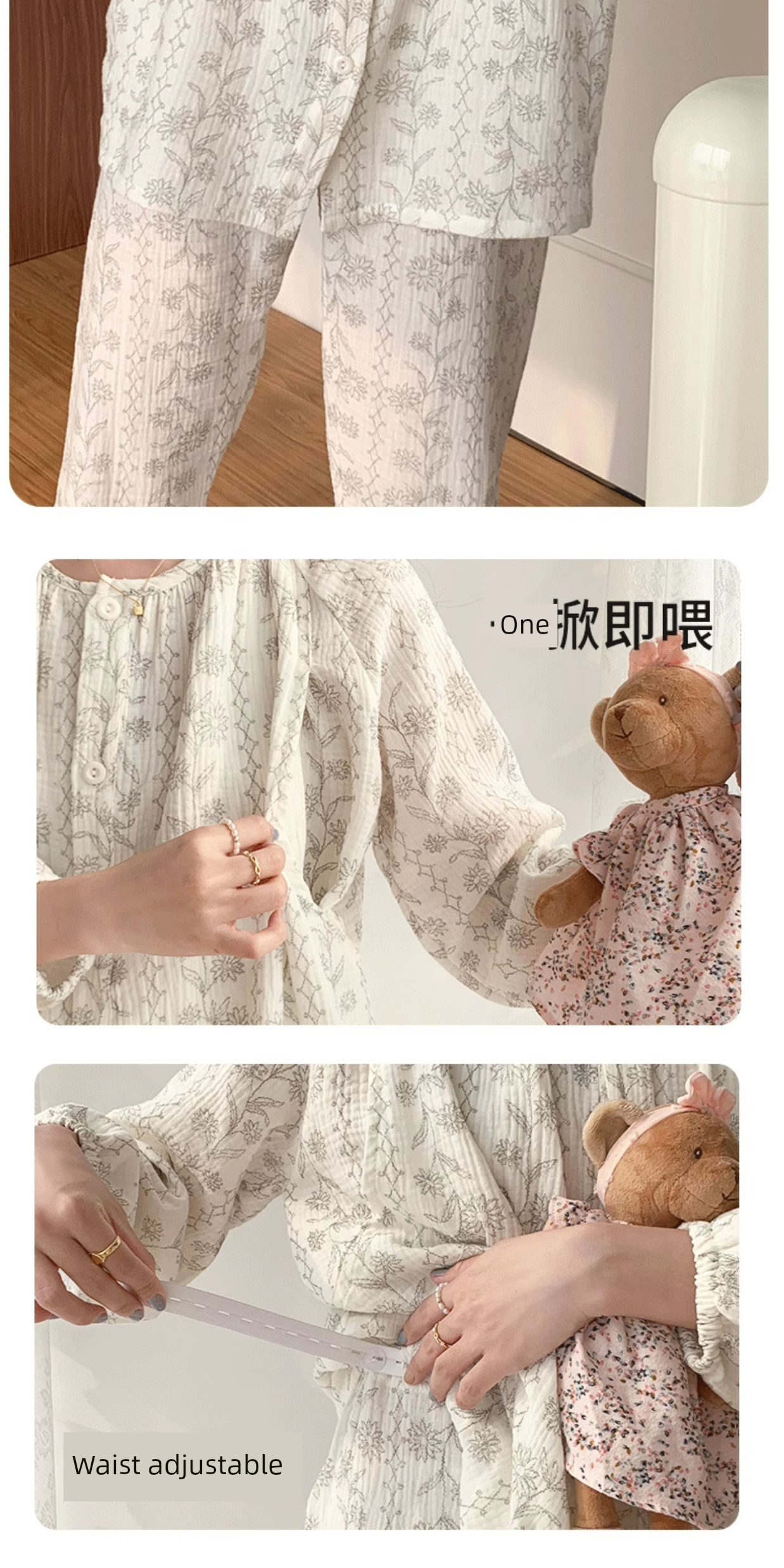 Cotton Confinement Clothing Cotton Pajamas for Pregnant Women Spring & Fall Maternity Pure Cotton Sweat Absorbing Summer Thin August Homewear — 20