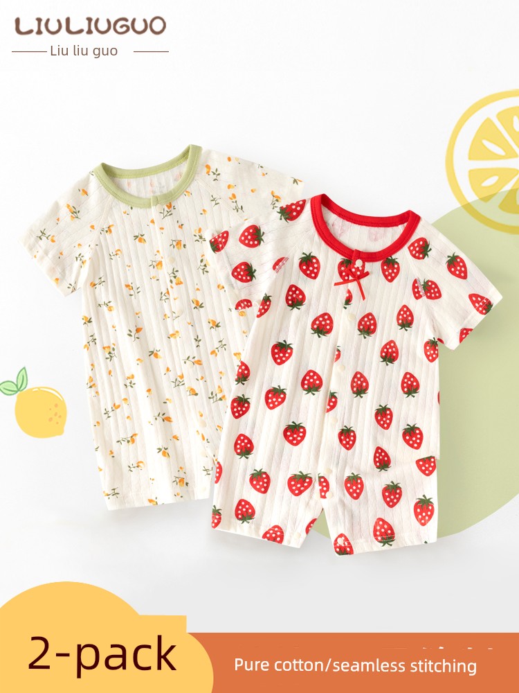 2 Pieces 0-1 August Baby Clothes Summer Summer Thin Baby Jumpsuits Men and Women Short Sleeved Kazakhstan Toddler Summer Clothing — 2