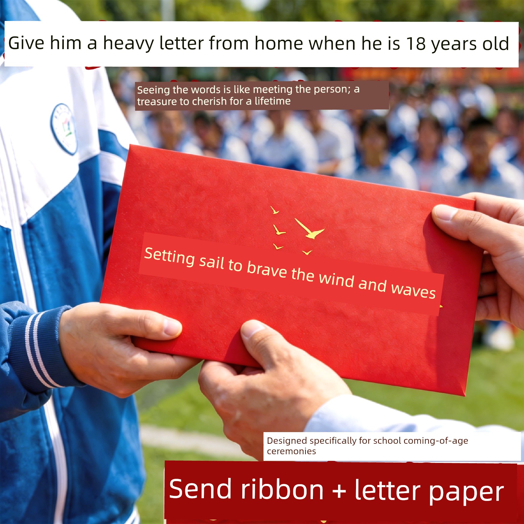 18-Year-Old Coming-Of-Age Ceremony Letter Paper Set, Oath Greeting Card, High-End Feel, High School Graduation, Top Student List, High School Entrance Exam, 100-Day Oath Ceremony
