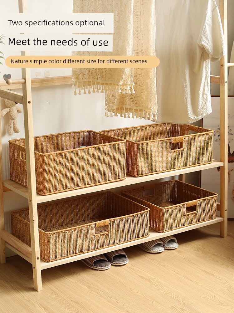 KENS Drawer Coffee Table TV Cabinet Lattice Cabinet Storage Basket Rattan Storage Box Sundries Organizing Storage Basket